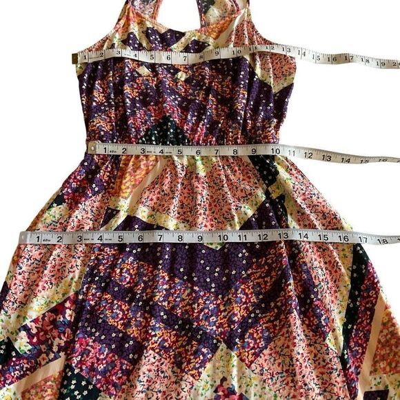 H&M Maxi Dress Ditsy Patchwork Sleeveless Multicolor Boho Summer Women Size 4 - Picture 6 of 12